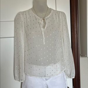 Banana Republic White Blouse with Subtle Pattern